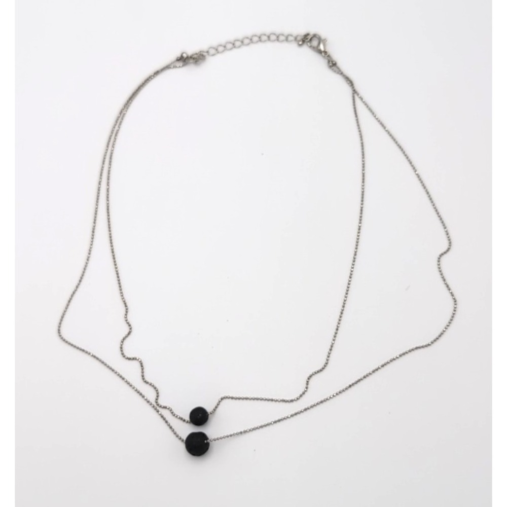 adjustable Silver Chain with black beads